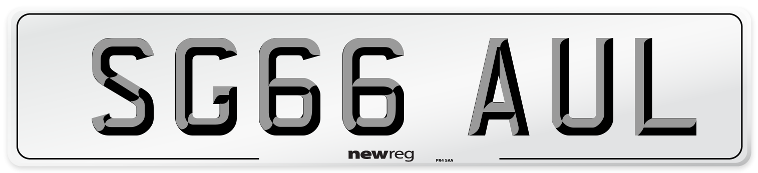 SG66 AUL Number Plate from New Reg